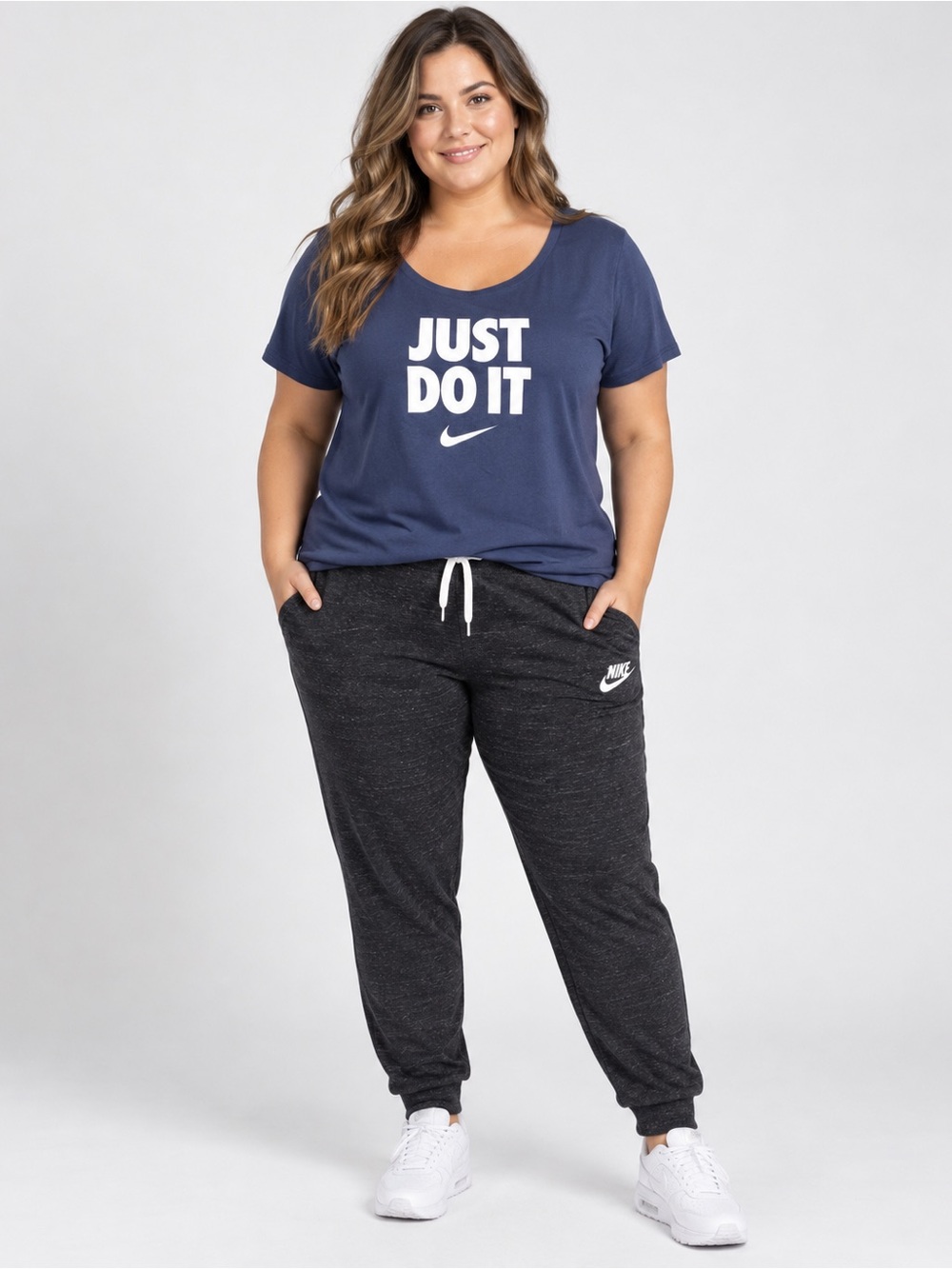 Nike Plus Size Charcoal Heather Drawstring Joggers